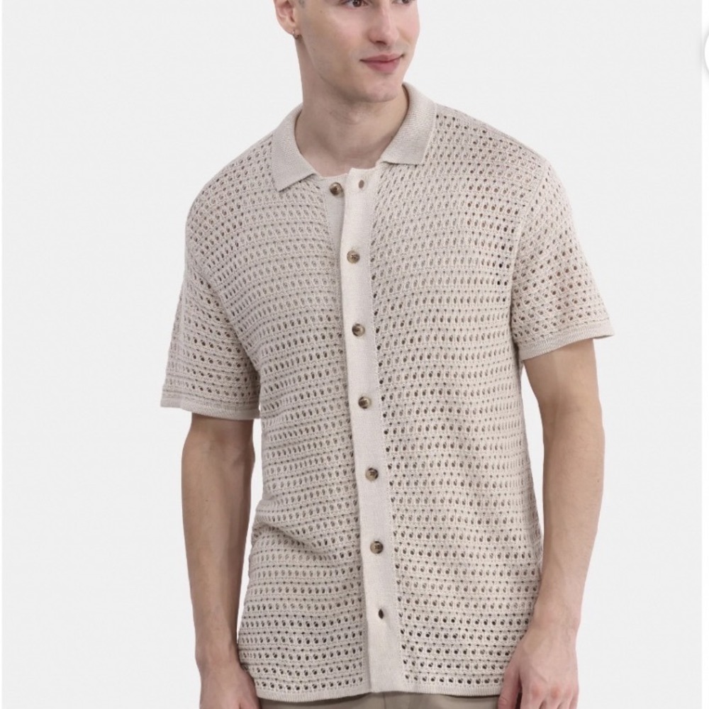 No Boundaries Mens 3XL Oatmeal Open Knit‎ Button Down Sweater NWT NB3310004342
